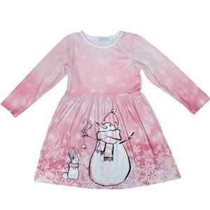 Sunshine swing winter snow snowman bird bunny long sleeve Christmas dress size 6